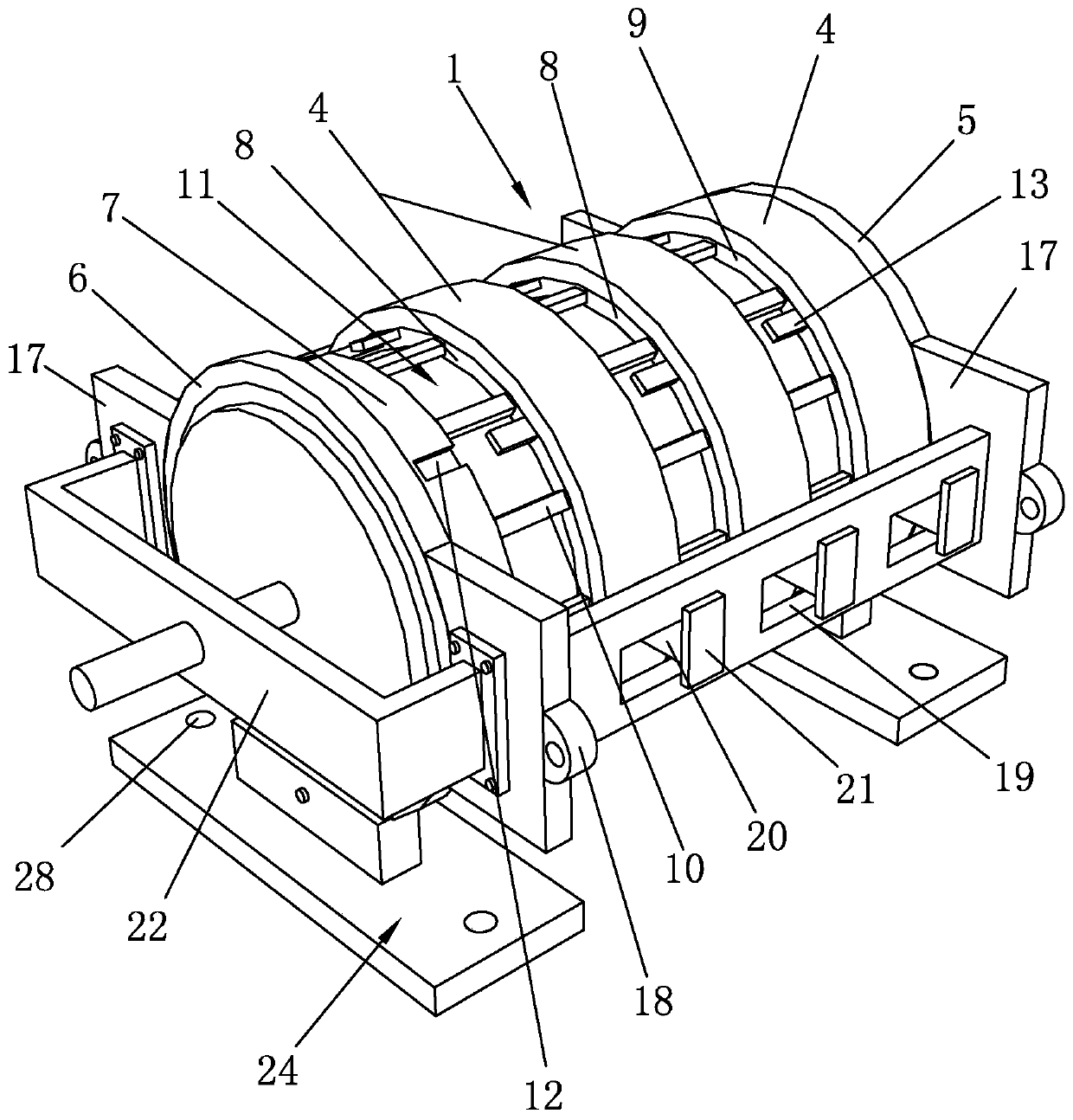 Supporting protection device for permanent magnet synchronous motor and mounting method thereof