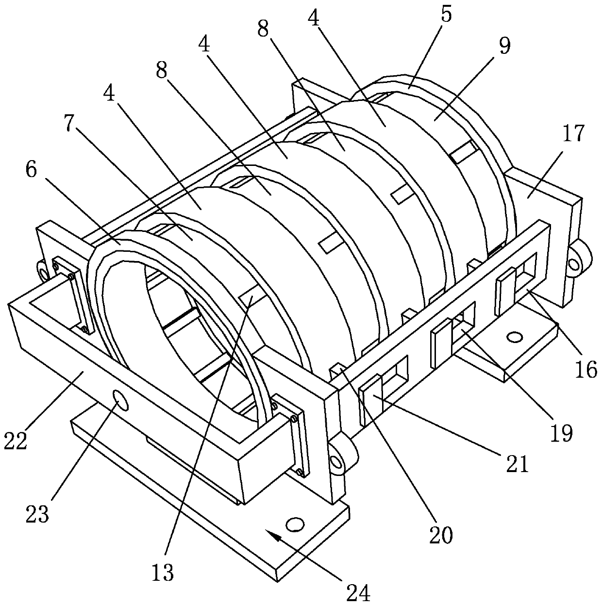 Supporting protection device for permanent magnet synchronous motor and mounting method thereof