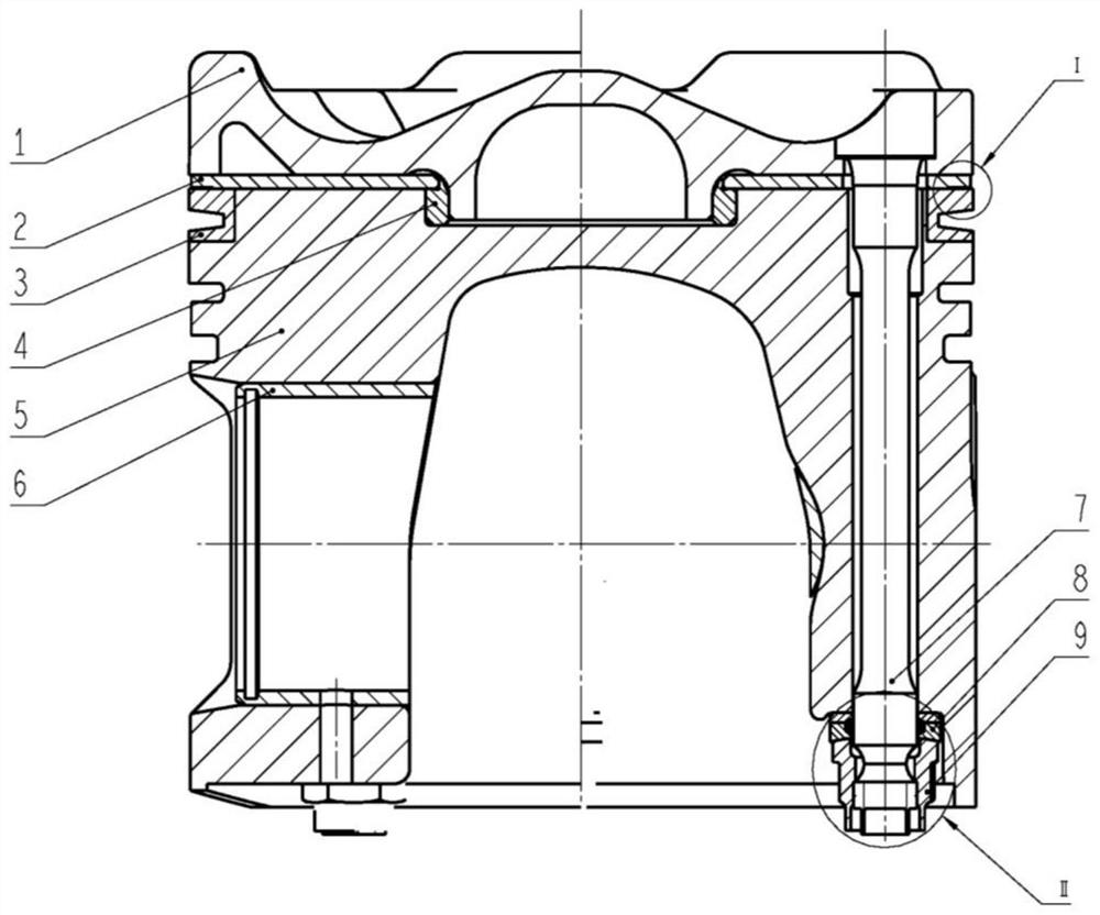 A low heat dissipation composite structure piston