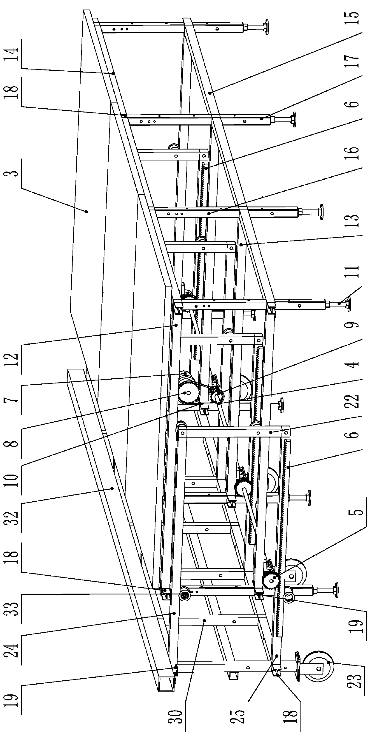 Spreading table with adjustable width