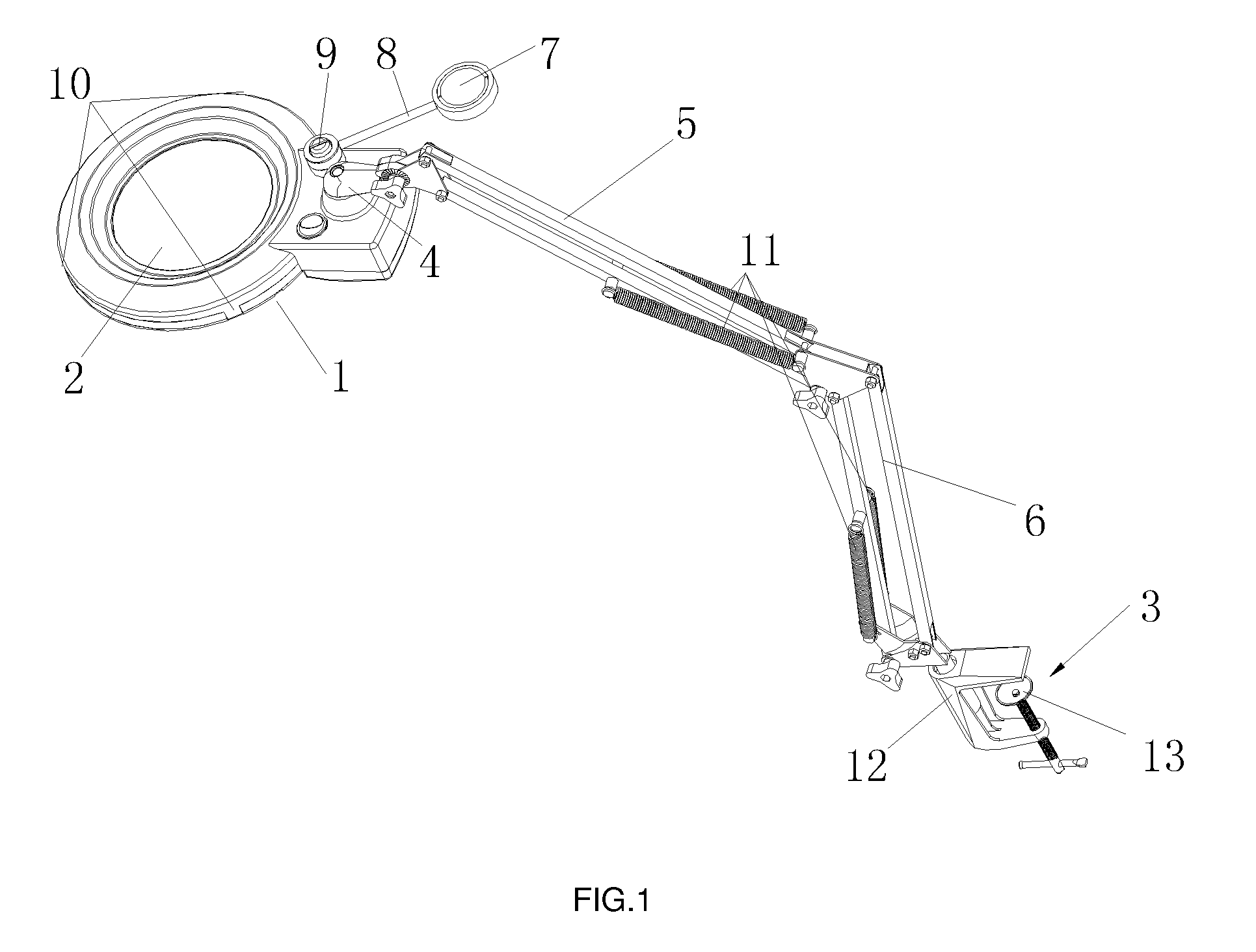 Lamp with magnifier