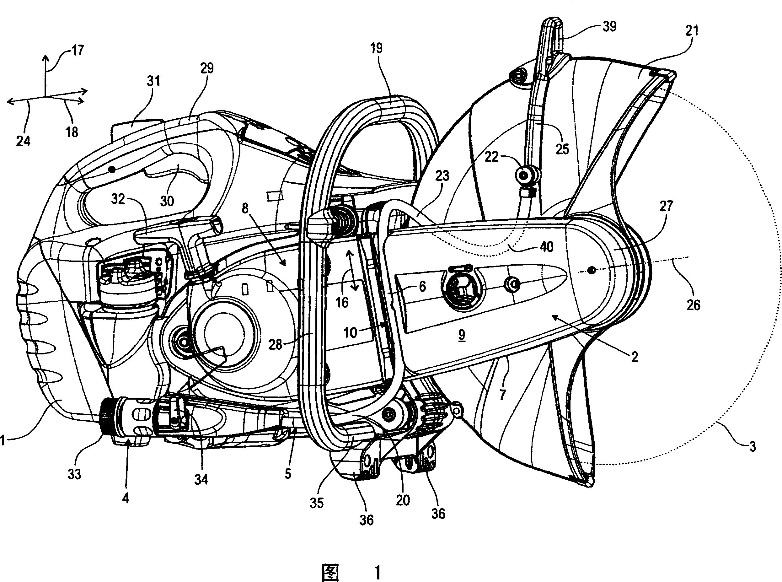 Hand-held cut-off machine