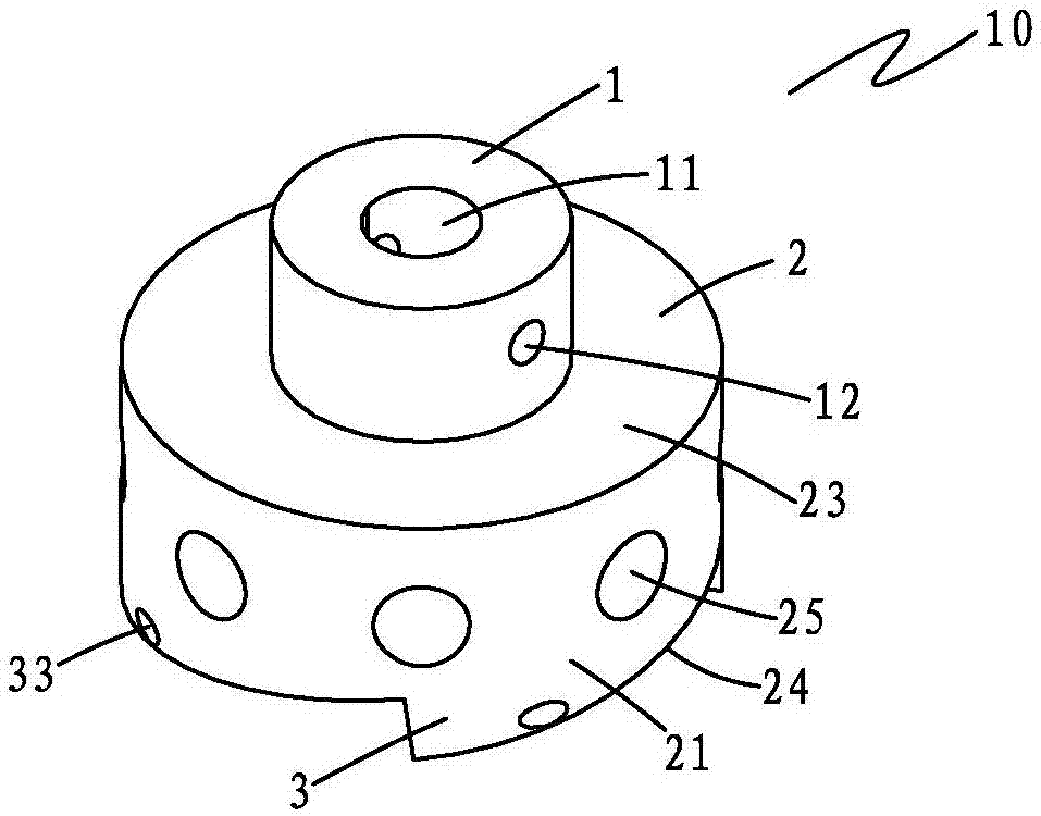 End surface bulge type wing-less stirring disc and wing-less stirring device