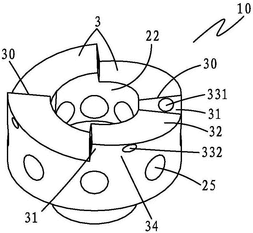 End surface bulge type wing-less stirring disc and wing-less stirring device