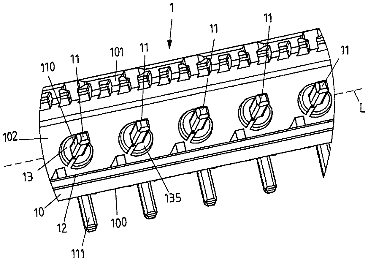 Base strip for connection with at least one plug-in connector part