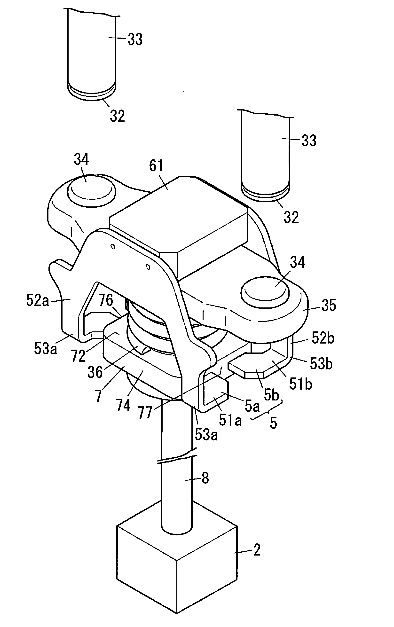 Spring load adjustment structure of contact device and spring load adjustment method of contact device