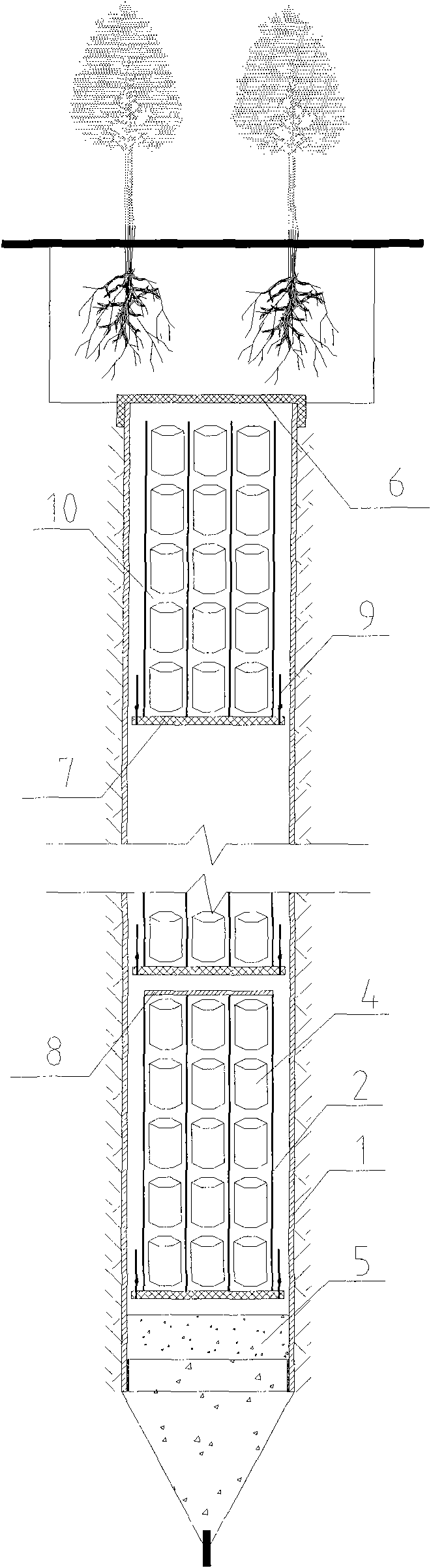 Group burial deep well grave with built-in bundling plastic pipe and building method thereof