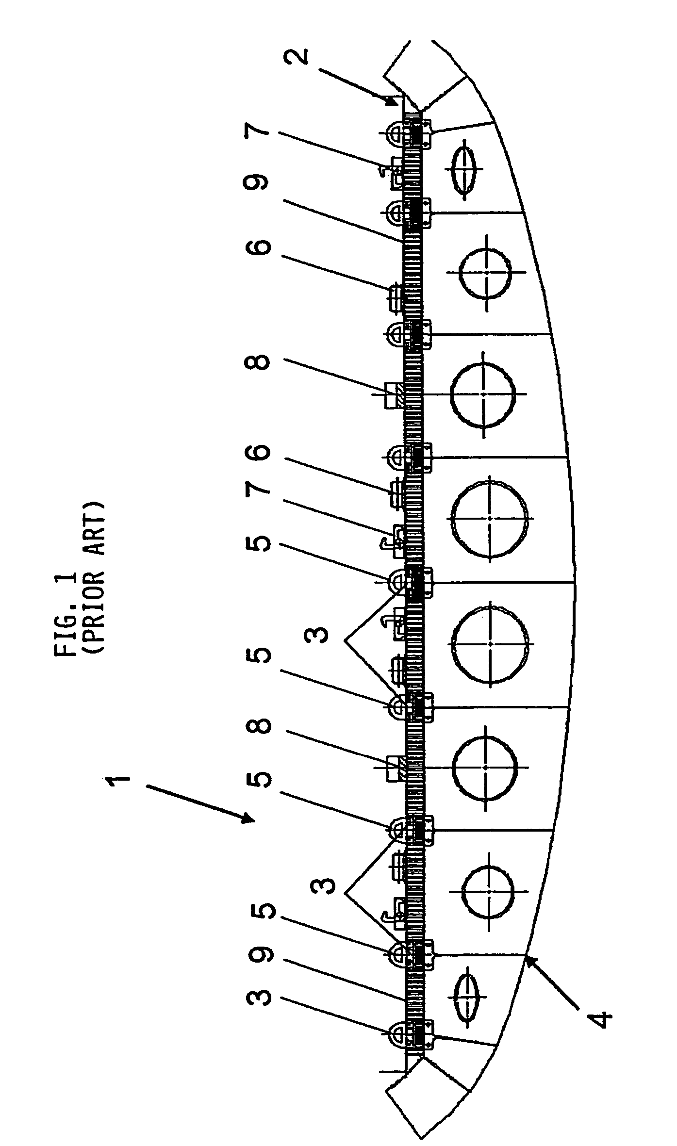 Lashing device for tying a load in a transport conveyance