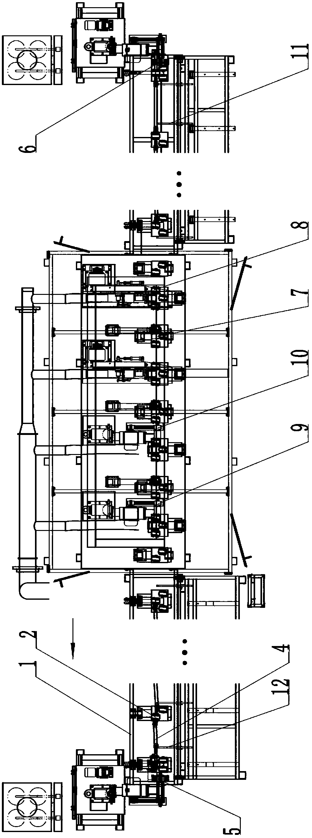 Centerless excircle abrasive belt grinder integrated with slender rod containing stepped square shaft and multiple grinding heads