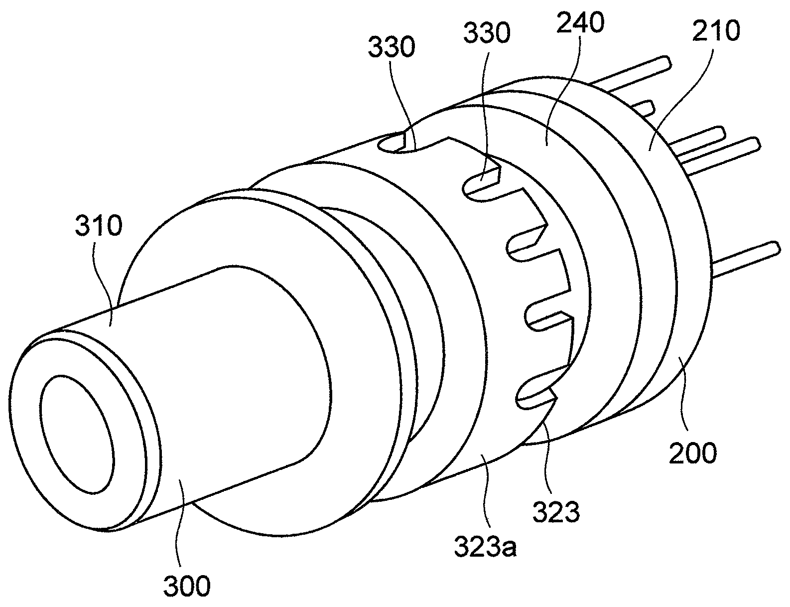 Optical module having improved access to ultraviolet curing light