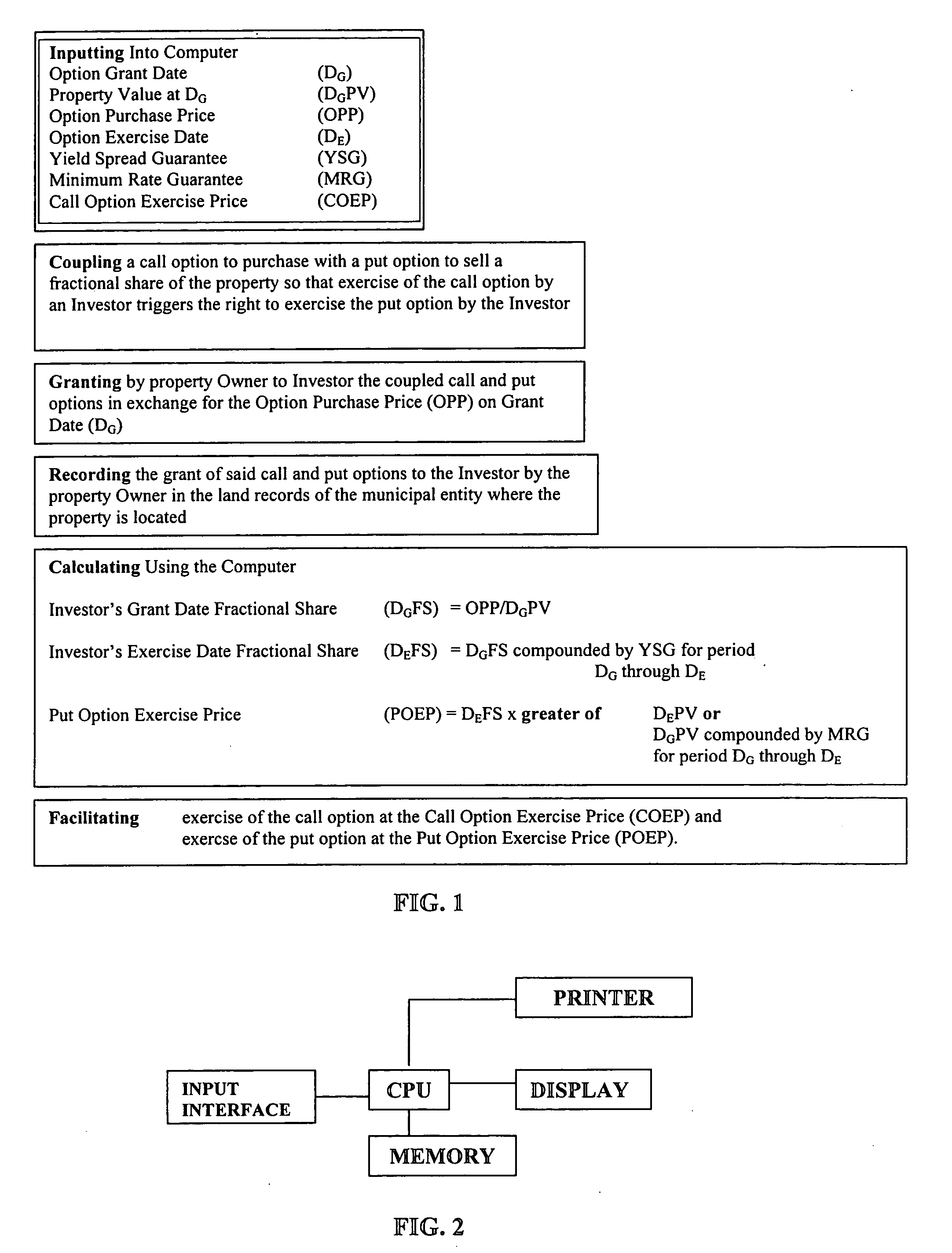 Method and system for implementing option interests in real property