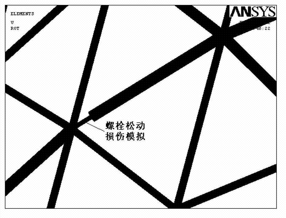 Diagnostic method of space gridding structure node bolt loosening injury