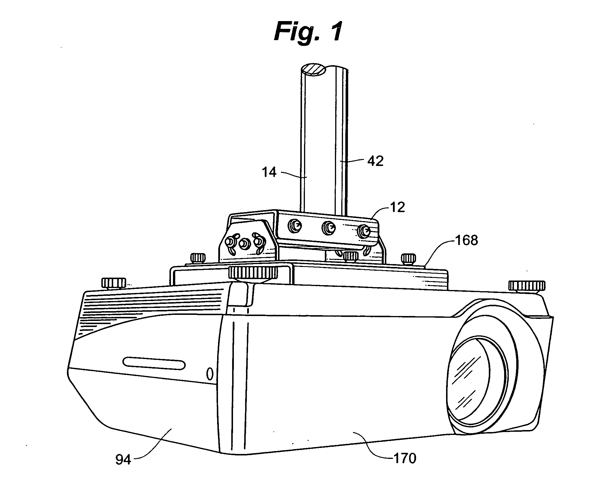 Secure mounting system for overhead mounted projector