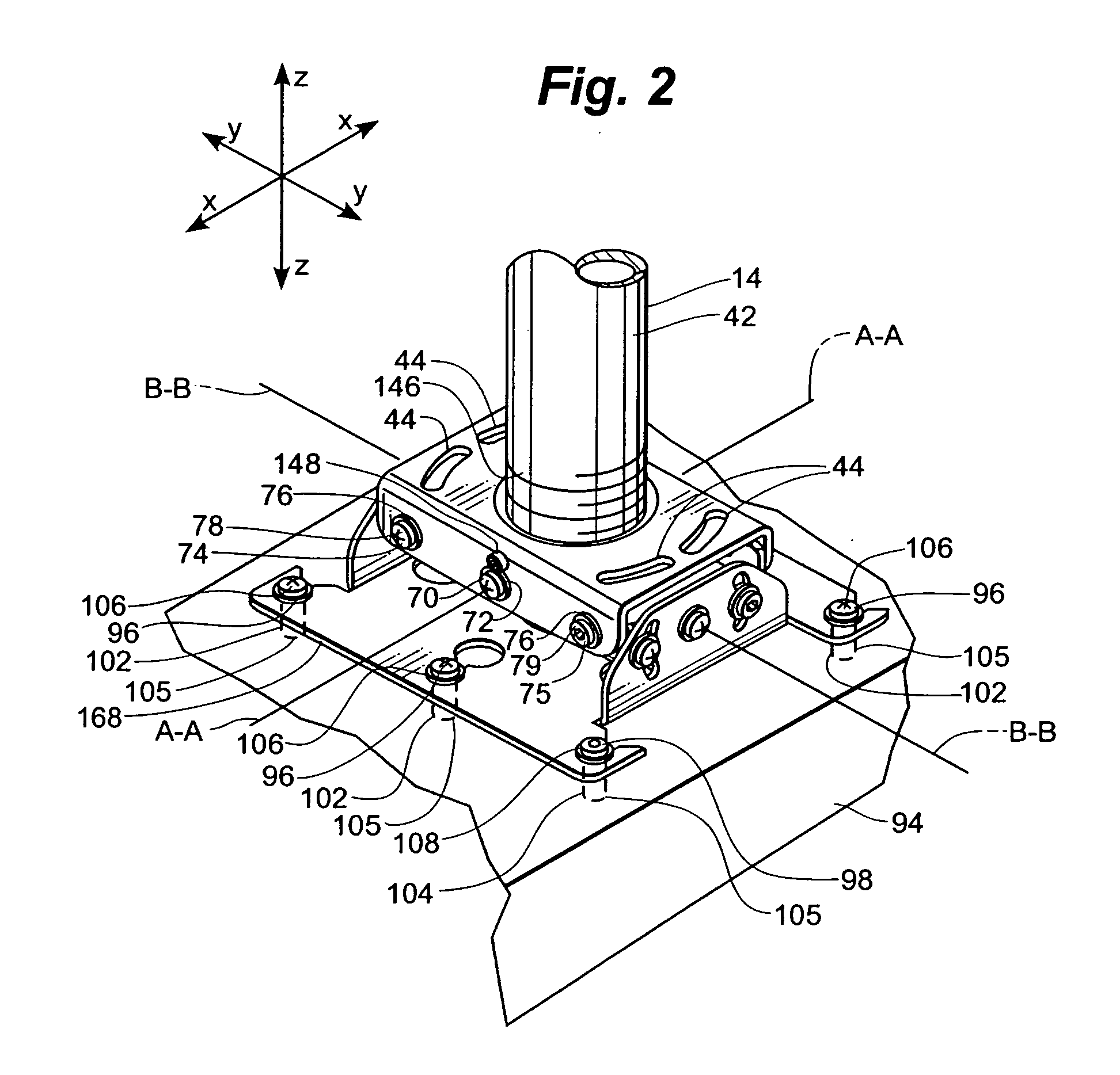 Secure mounting system for overhead mounted projector