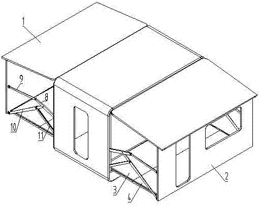 Motor caravan compartment expanding structure for increasing internal space