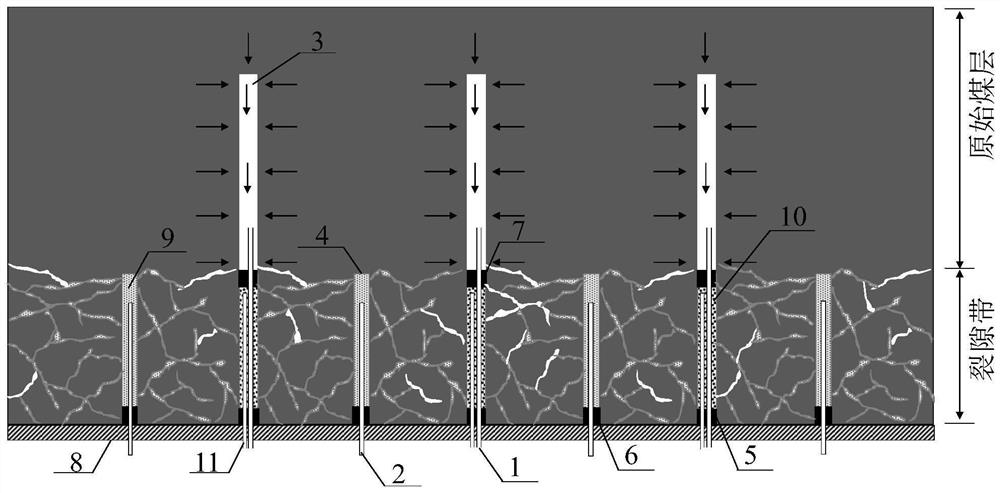 Coal seam spray reinforcement and graded glue injection collaborative sealing method