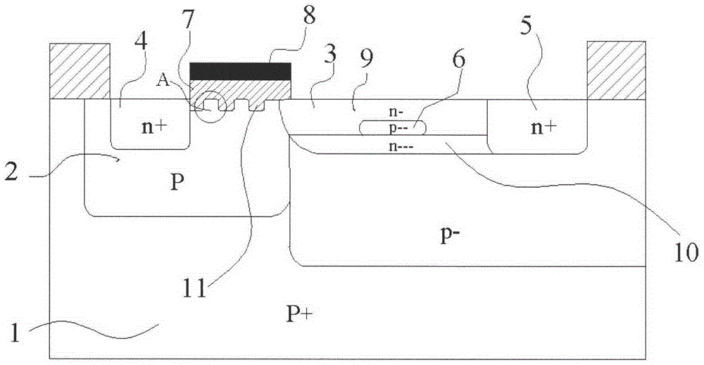 Transverse diffusion metal oxide semiconductor (MOS) device with low on-resistance