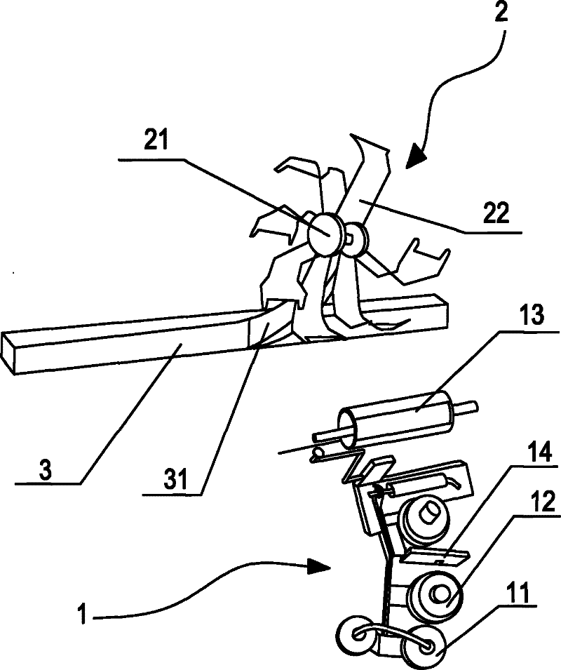 Windmill yarn guide device