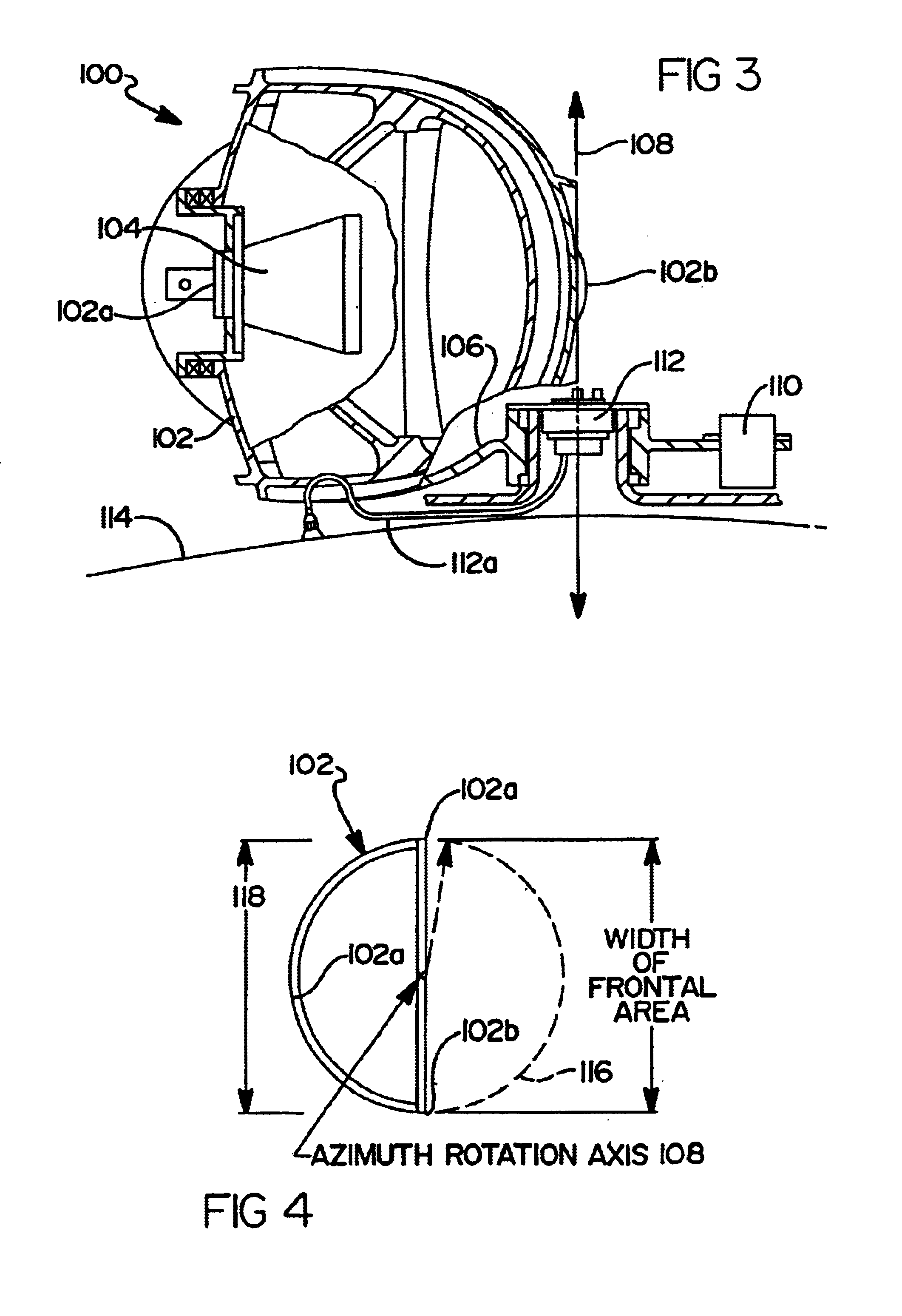 Method and apparatus for mounting a rotating reflector antenna to minimize swept arc