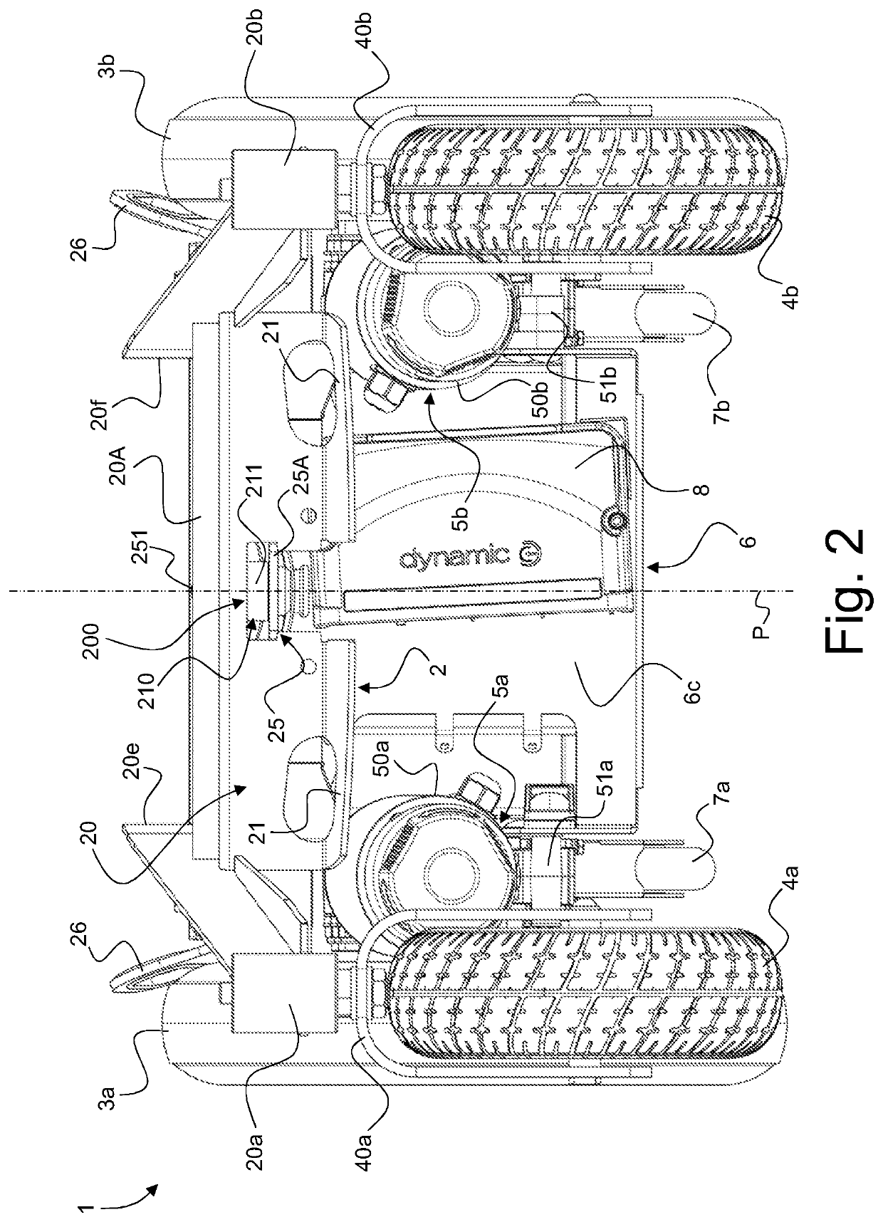 Motorized wheelchair chassis and motorized wheelchair comprising the same