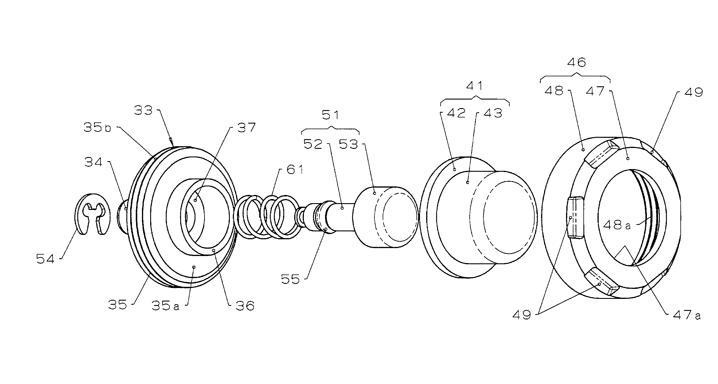 Waterproof push operation member for a time piece