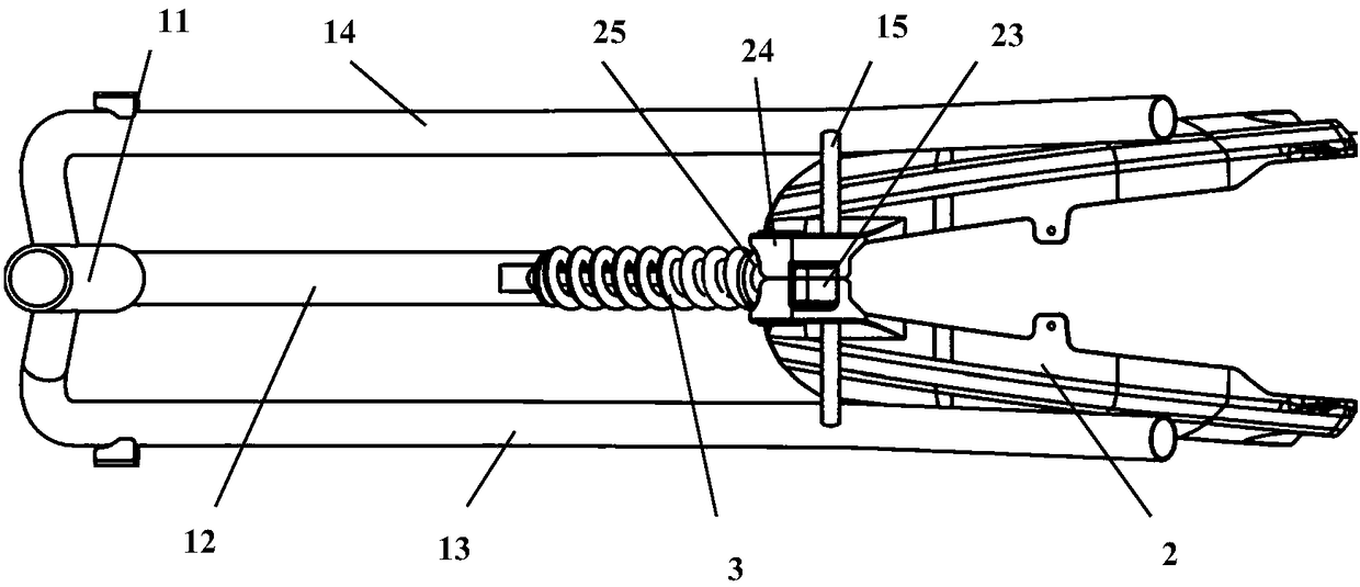 A central cable-stayed shock-absorbing structure of an electric bicycle