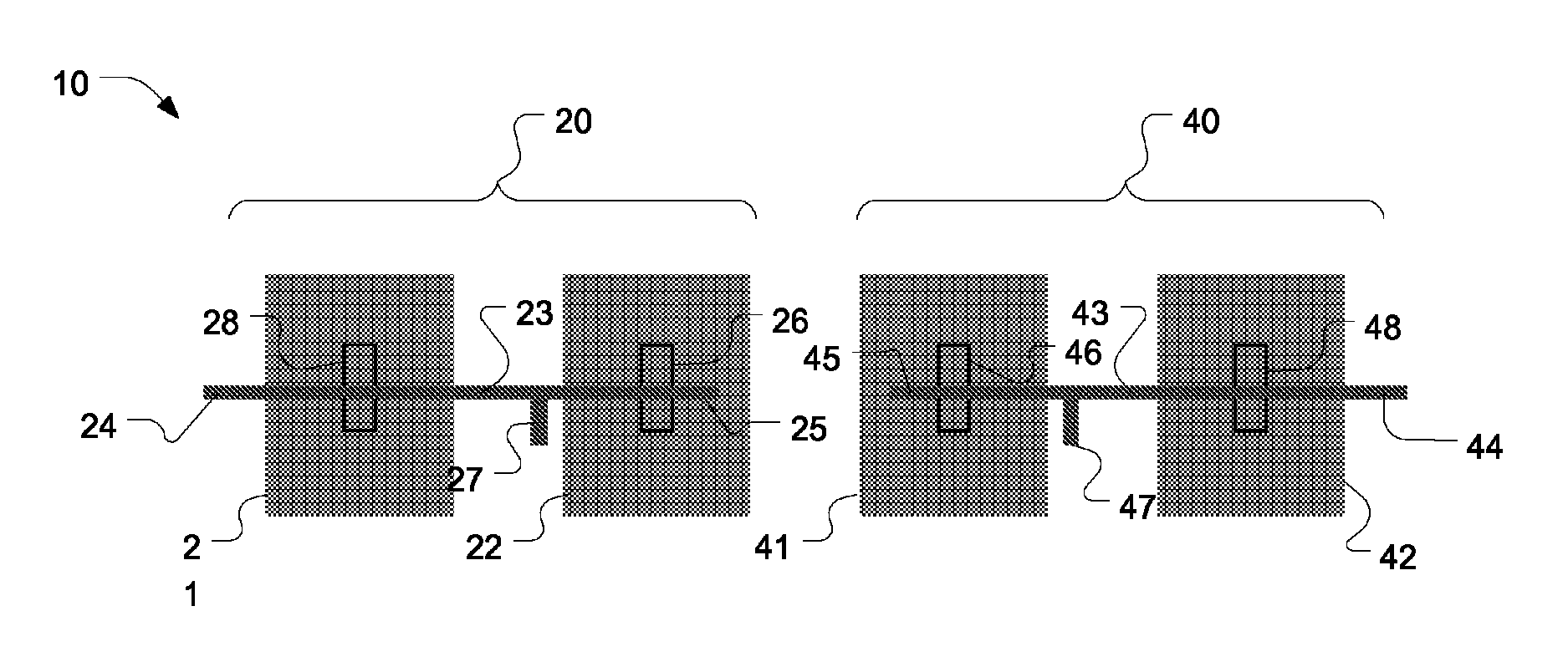 Dual-feed series microstrip patch array