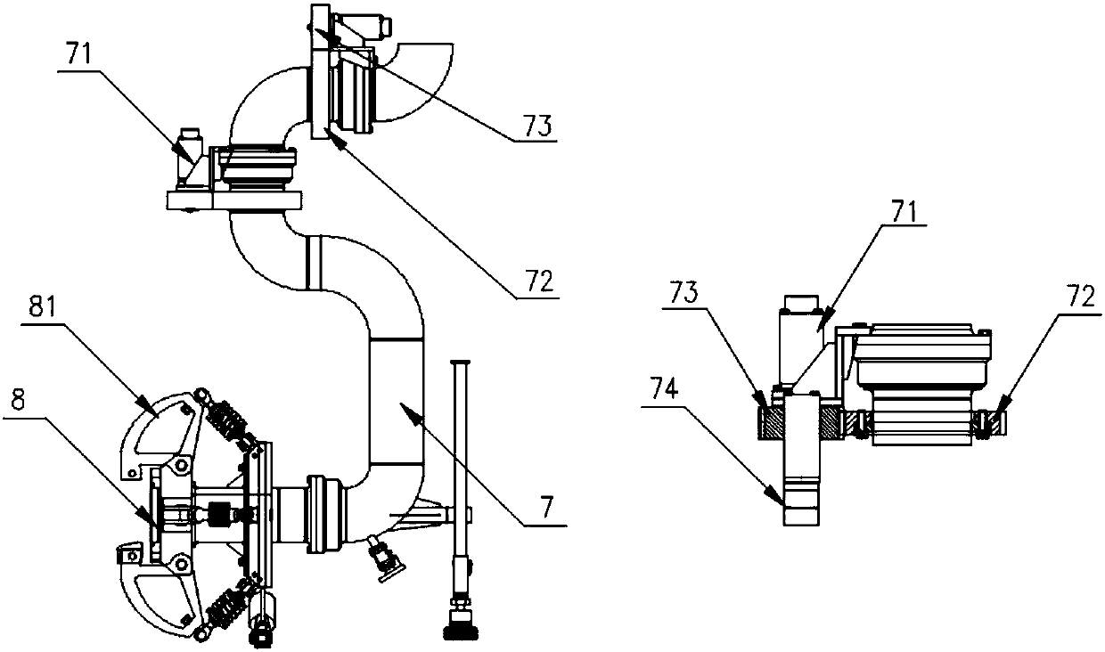 Automatic butt-joint method and device suitable for wharf oil conveying pipe loading and unloading arm and ship flange