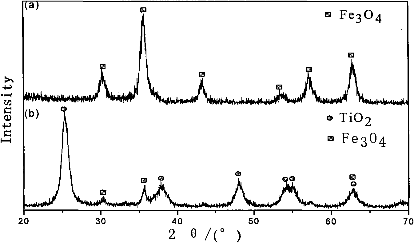 Method for manufacturing magnetic loading type nanometer catalyst TiO2/Fe2O4