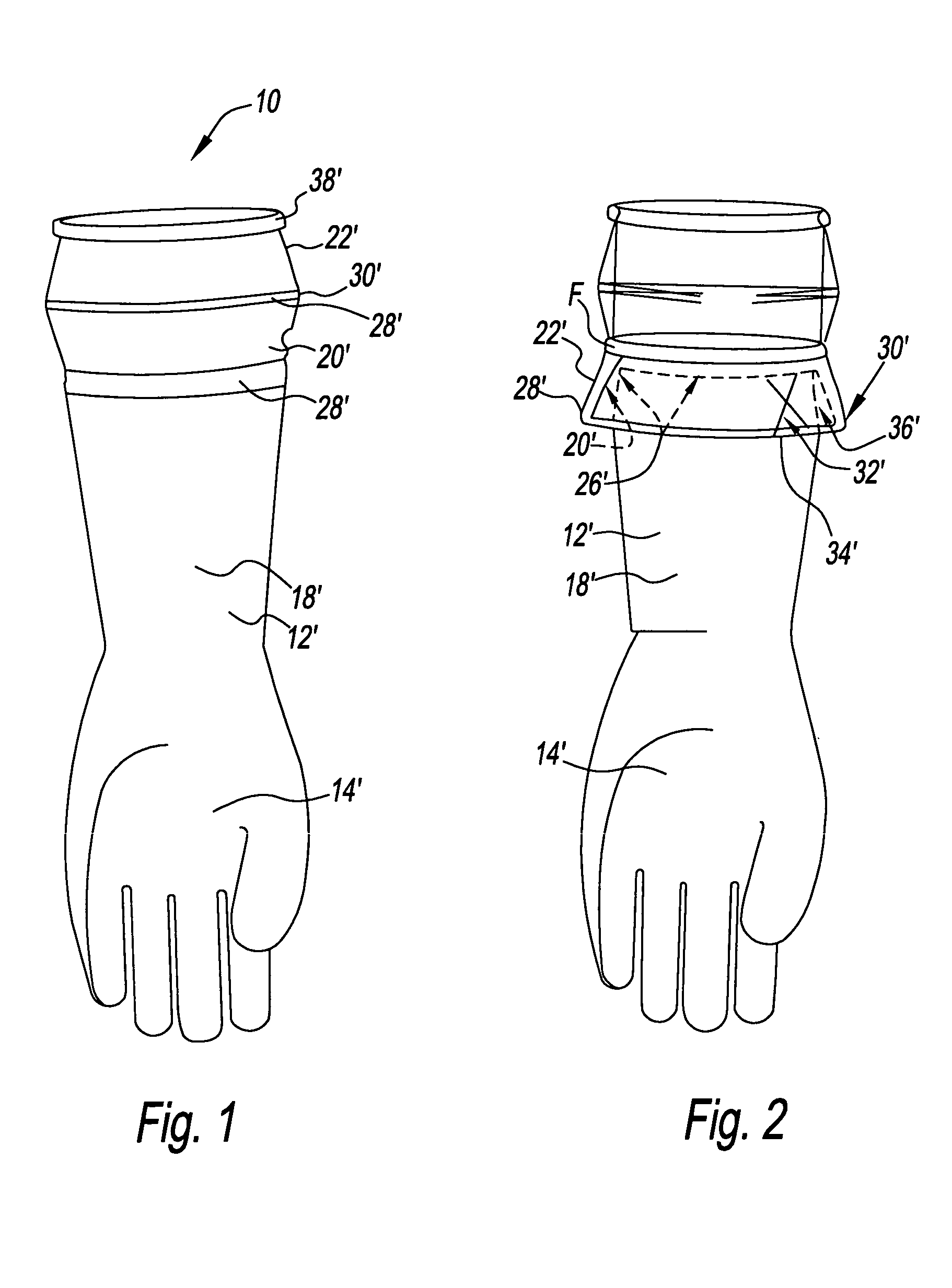 Glove having a cuffed portion