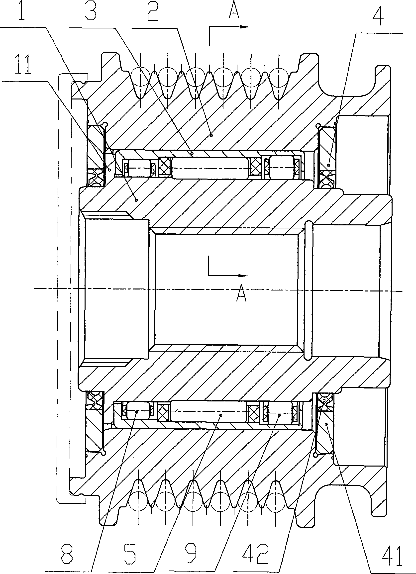 Automobile alternator integral pulley assembly