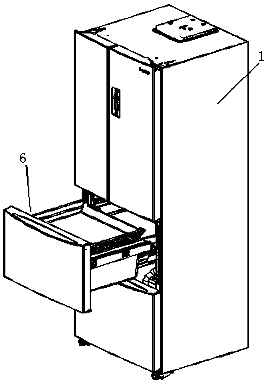 A refrigerator equipped with a buffer structure drawer door