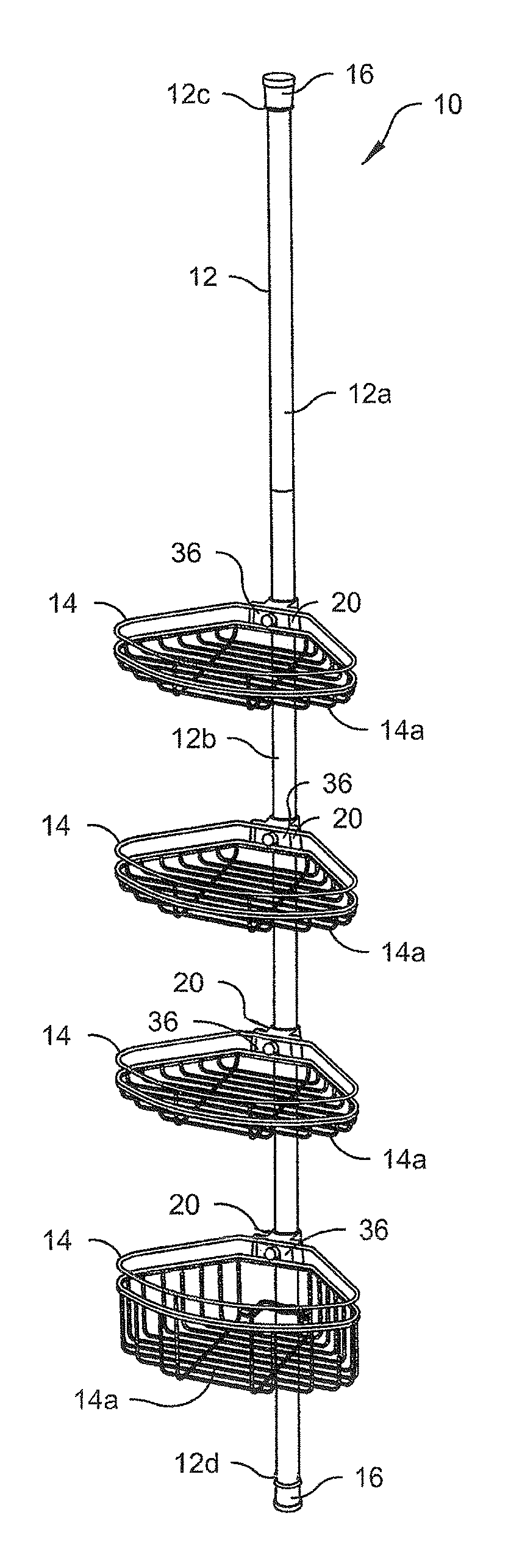 Adjustable pole caddy