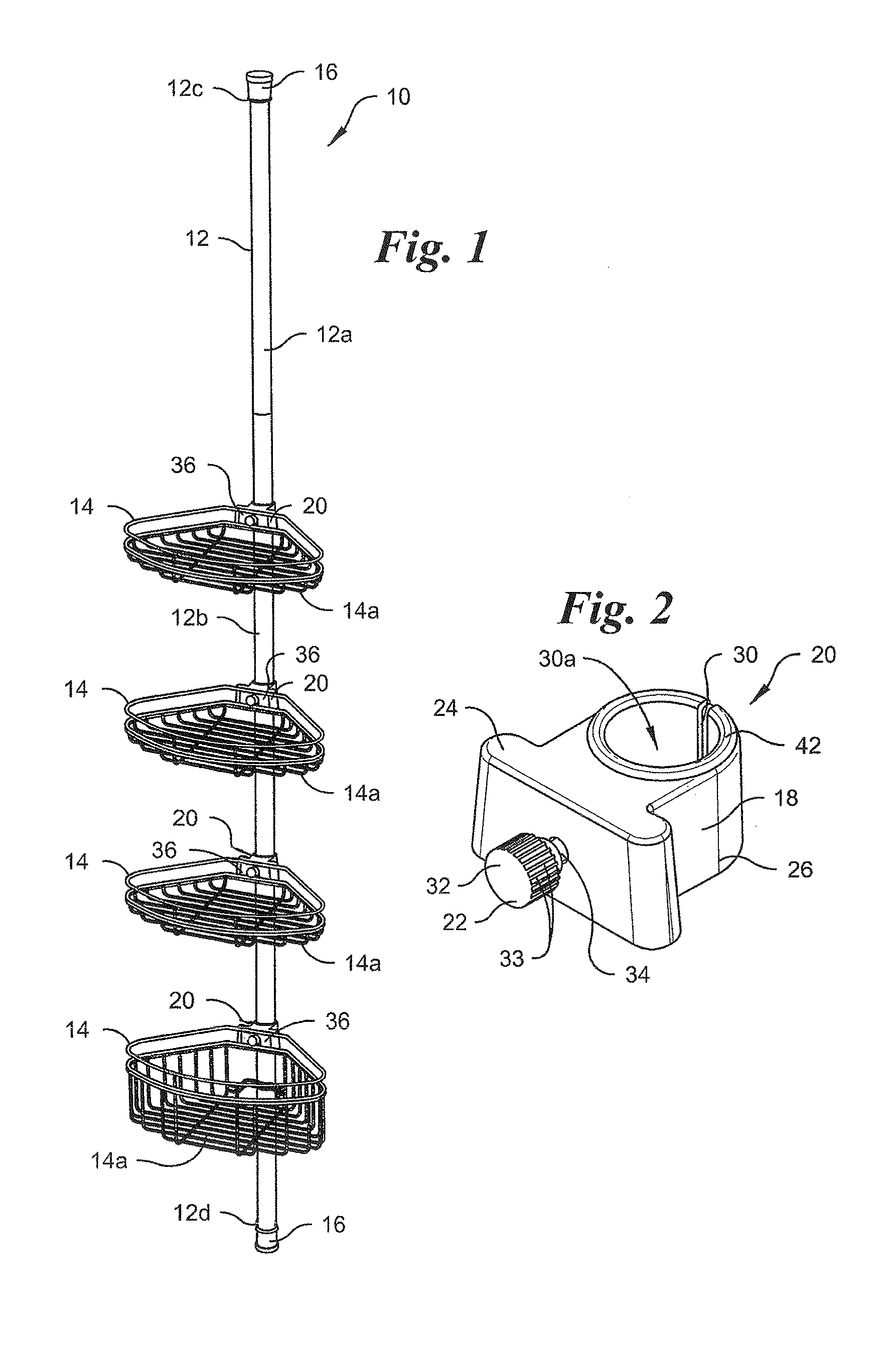 Adjustable pole caddy