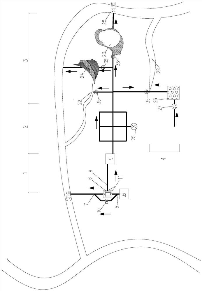 Ecological water replenishment system and water replenishment method for rain-sourced rivers