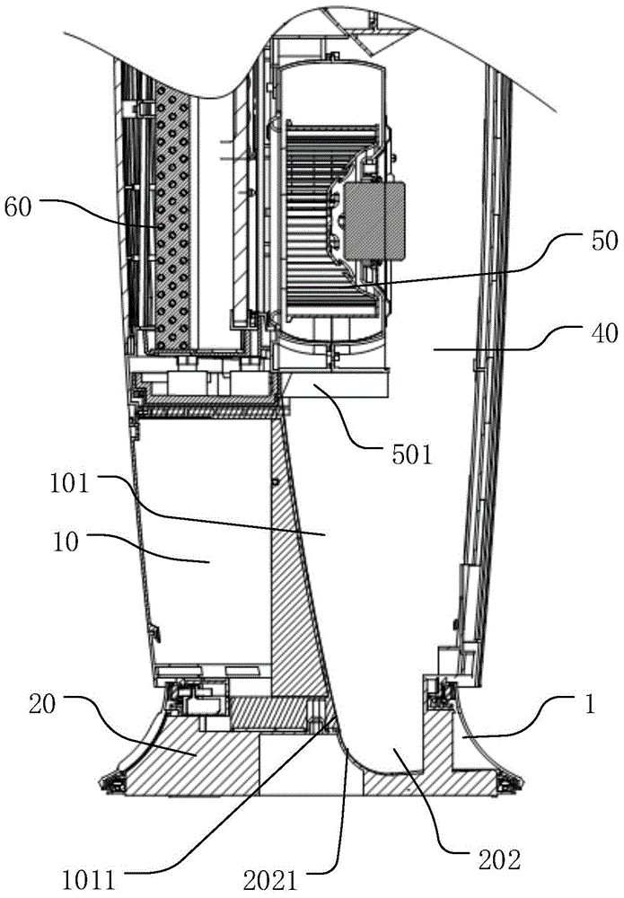 Vertical air conditioner lower side air duct structure and vertical air conditioner