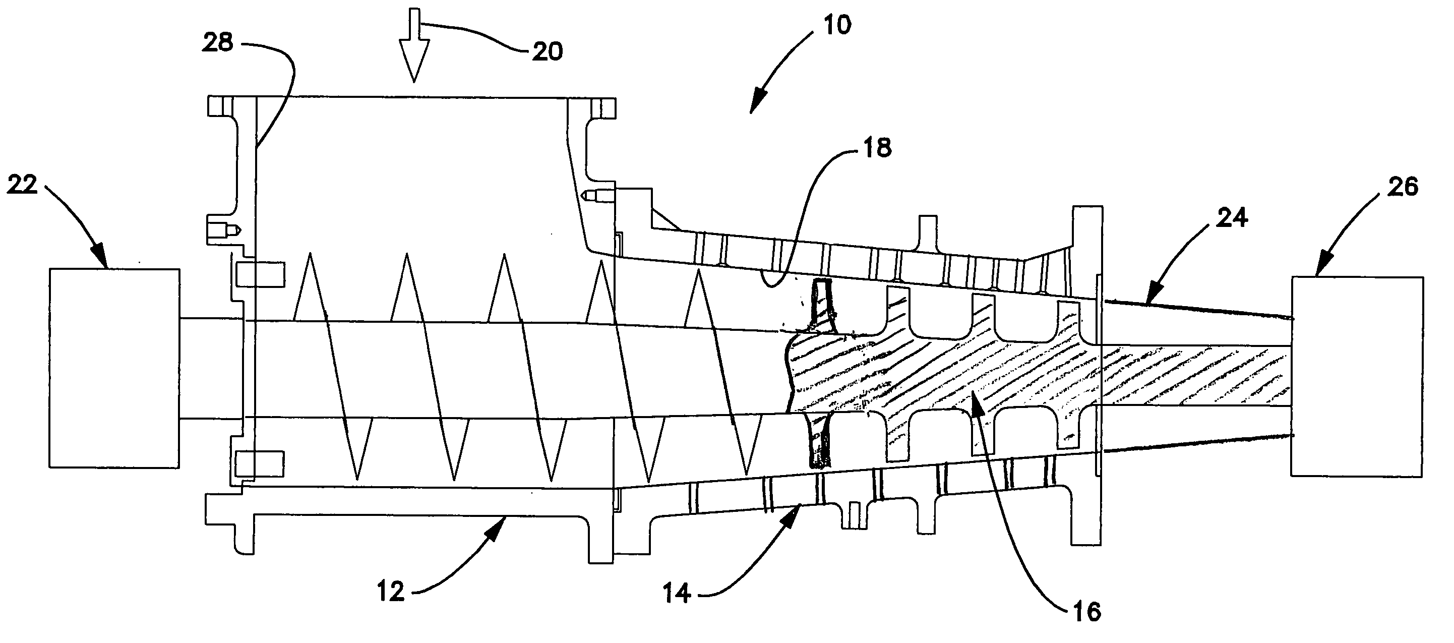 Compression screw with combination single and double flights