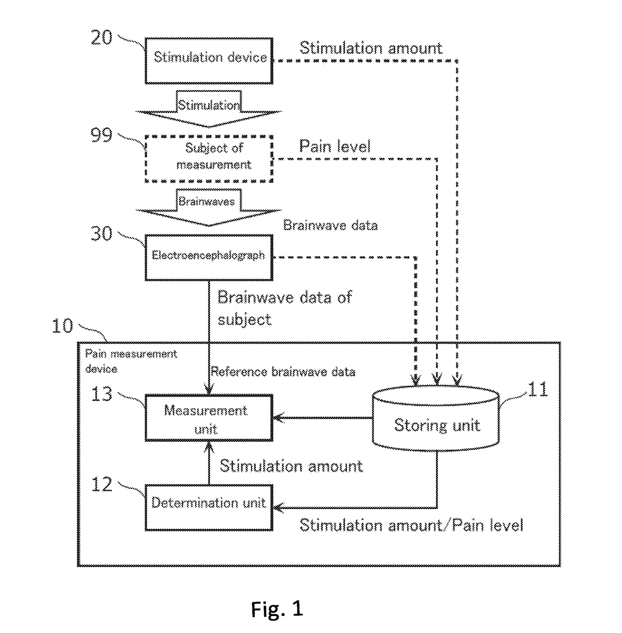 Pain measurement device and pain measurement system