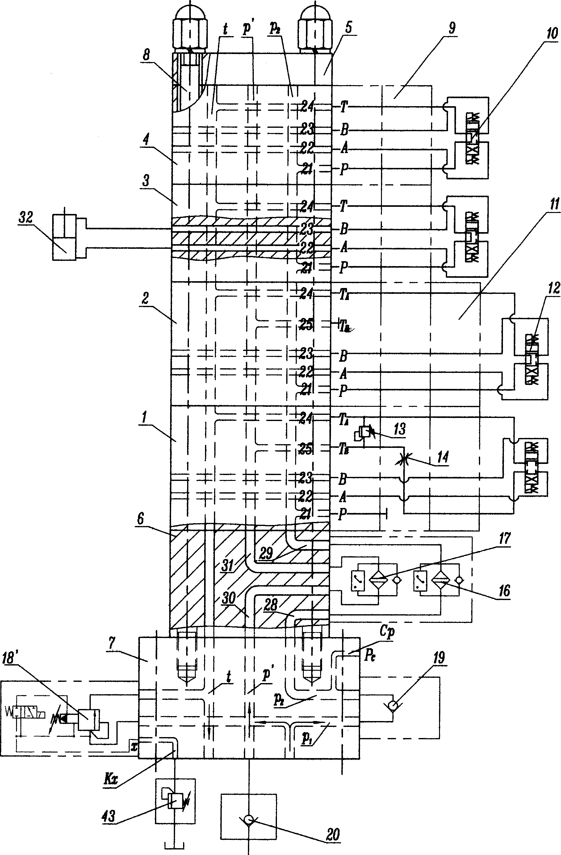 Hydraulic system integrated with hydranlic blocks