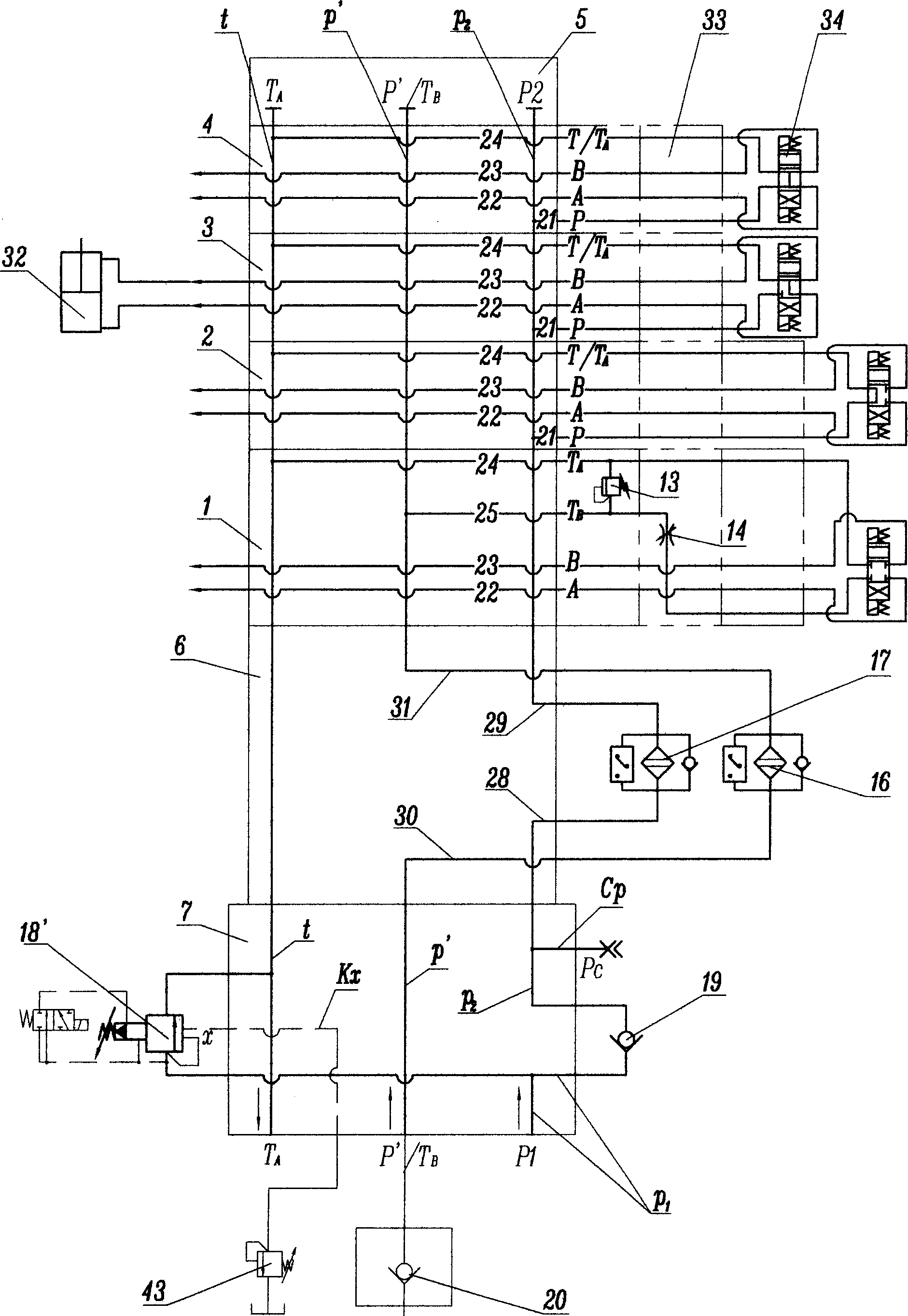 Hydraulic system integrated with hydranlic blocks