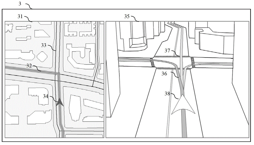 A three-dimensional directional navigation method and device thereof synchronized with two-dimensional navigation