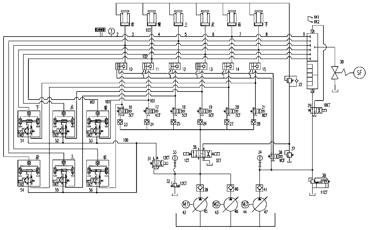 Synchronous control method for six-surface jacking press hydraulic oil cylinder