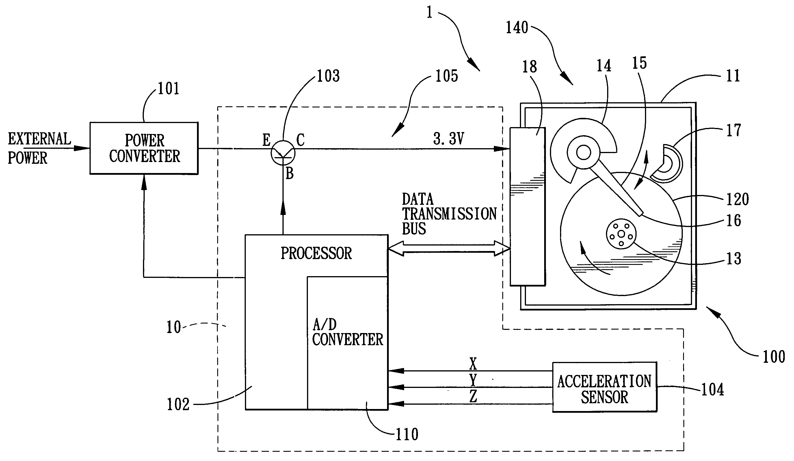 Shock-resistant magnetic storage medium for a portable electronic device