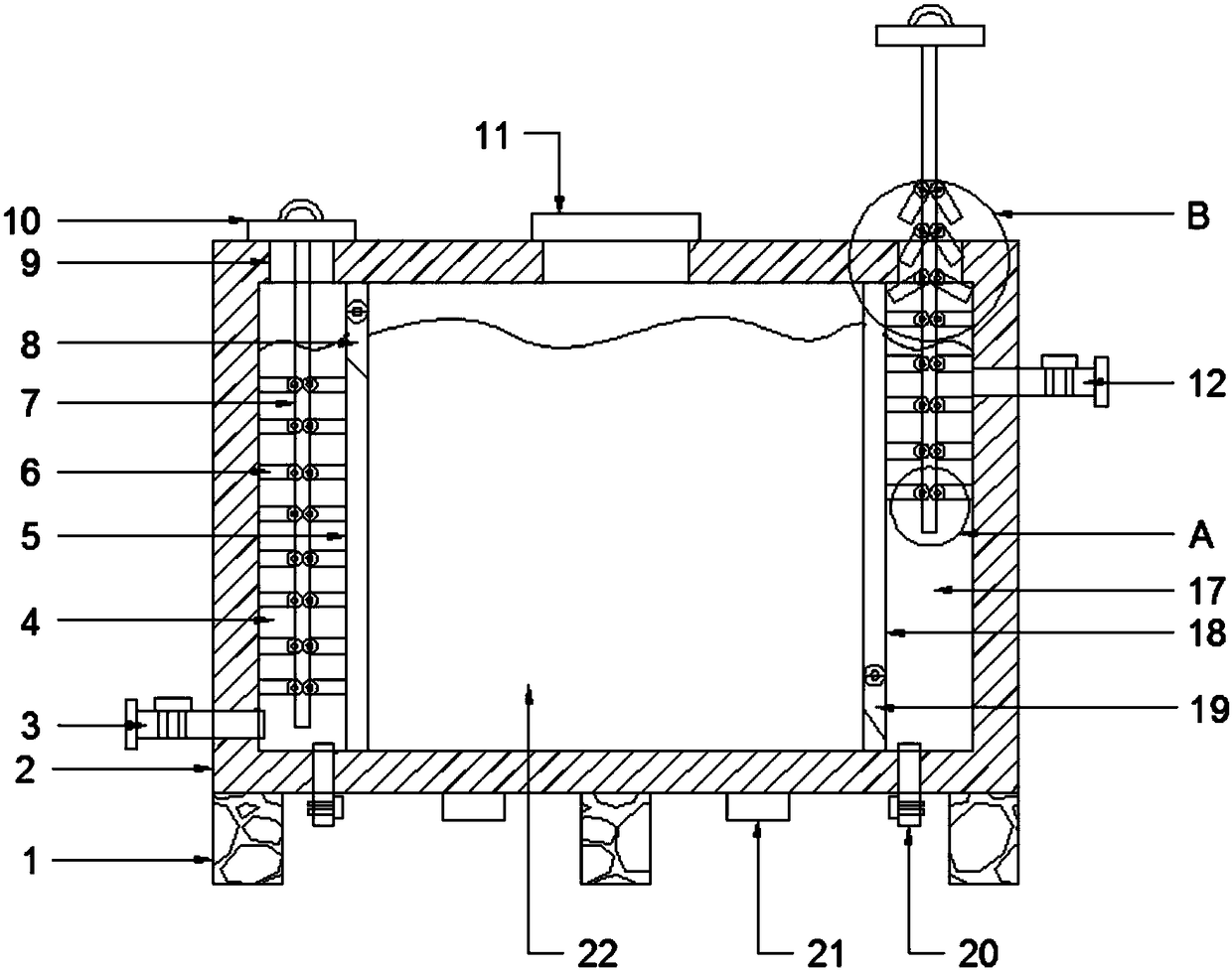 Water-saving water supply tank with adjustable filter plates