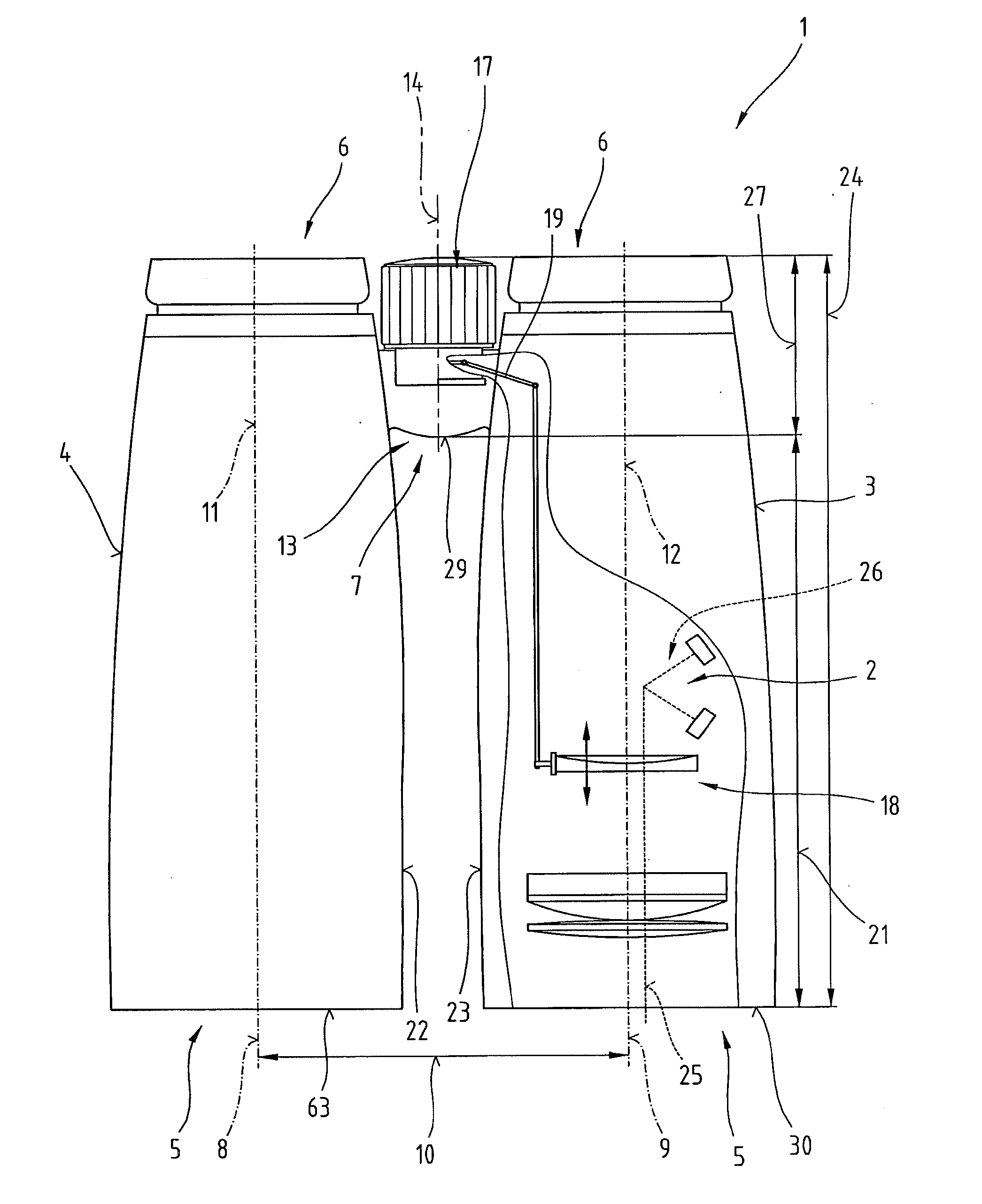 Observation device with range finder