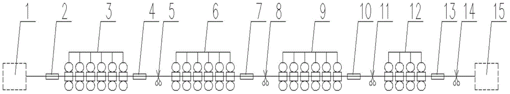 Production process device for rebar with ribs at three sides