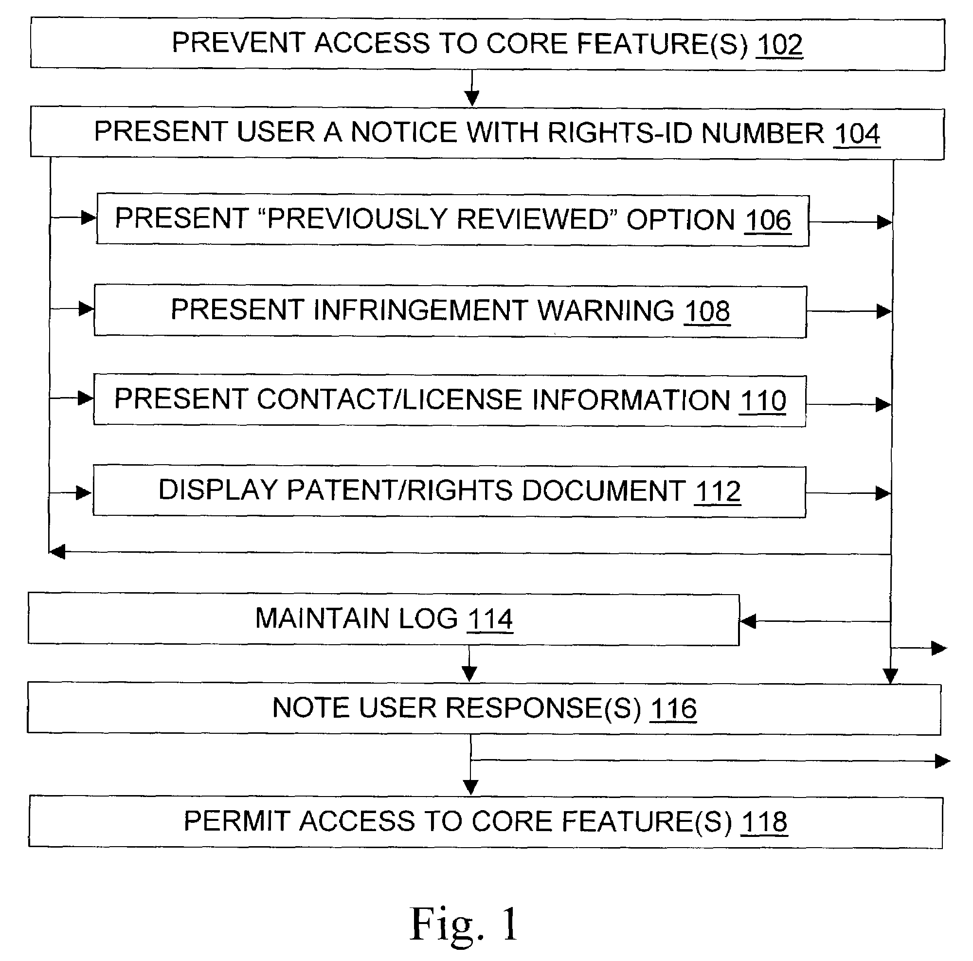 Providing notice of patent rights