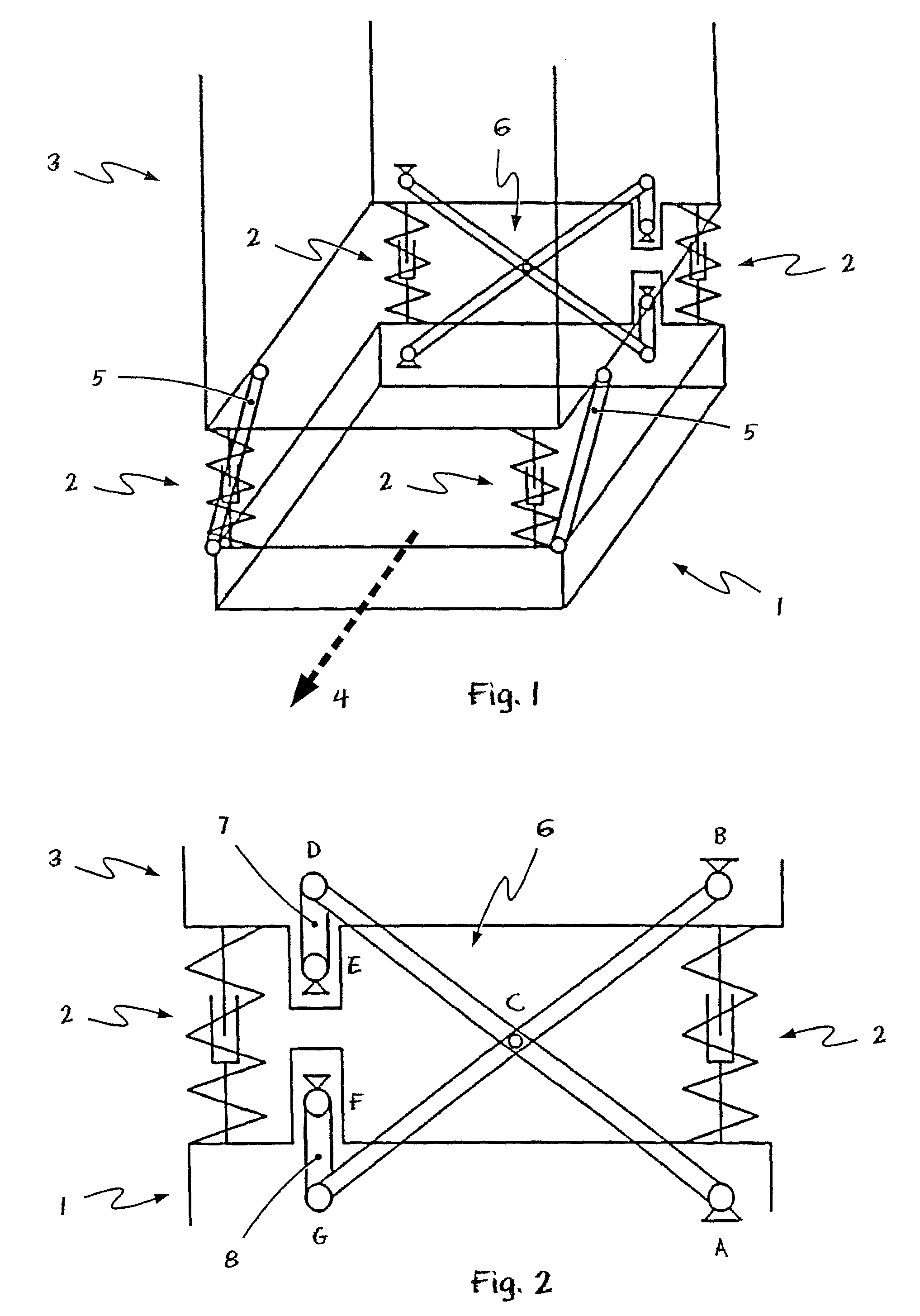 Suspension means with scissor pantograph