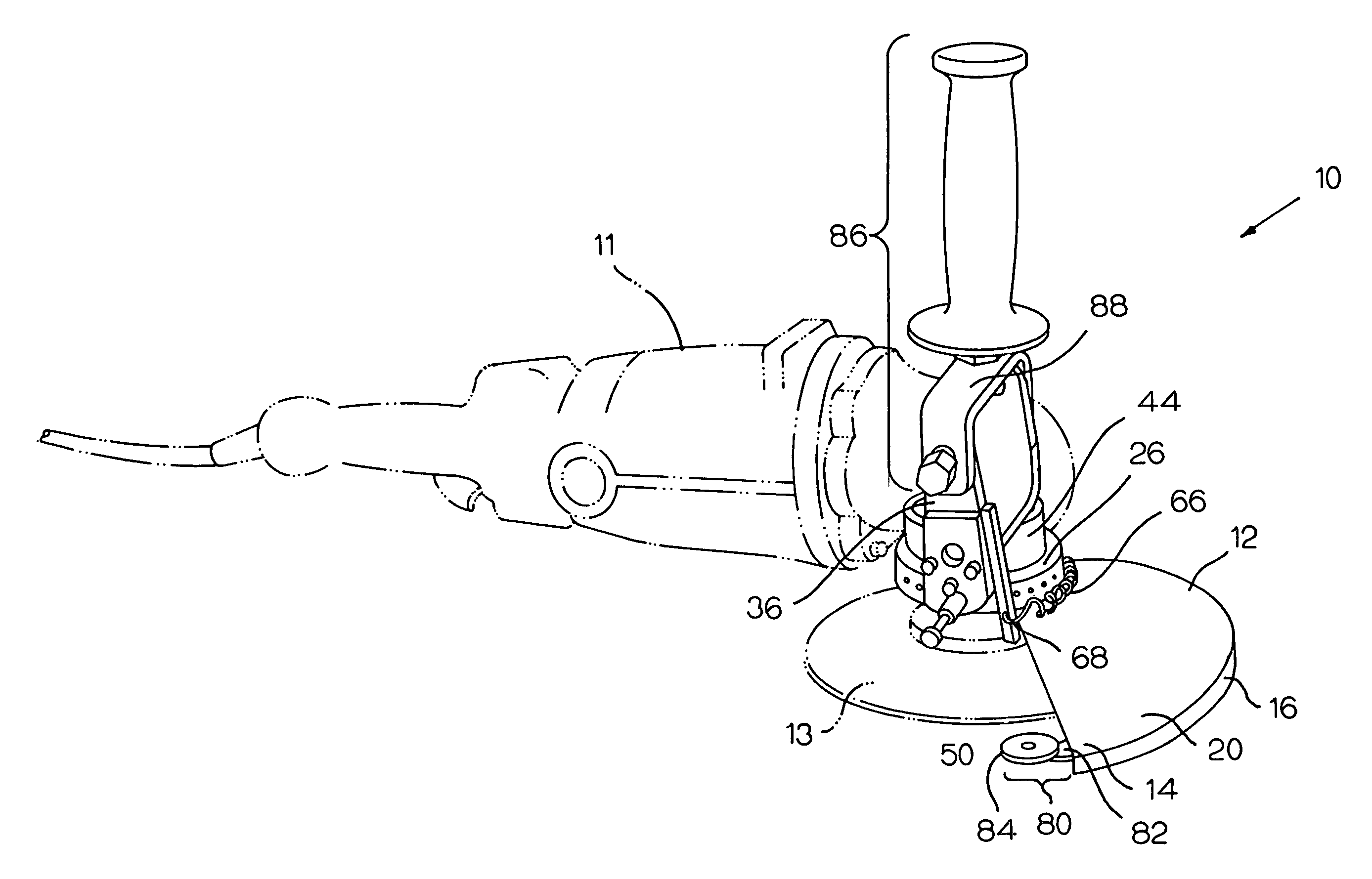 Rotating guard for angle grinder