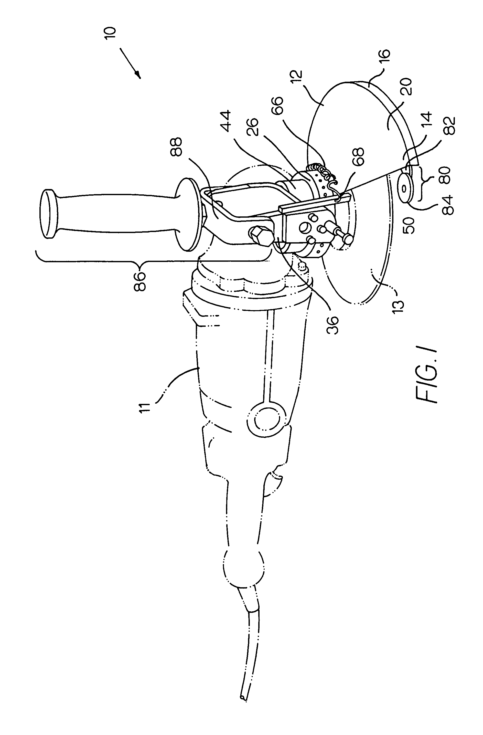 Rotating guard for angle grinder